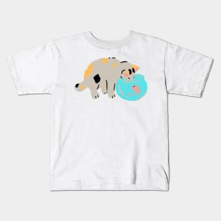 Cat and goldfish Kids T-Shirt